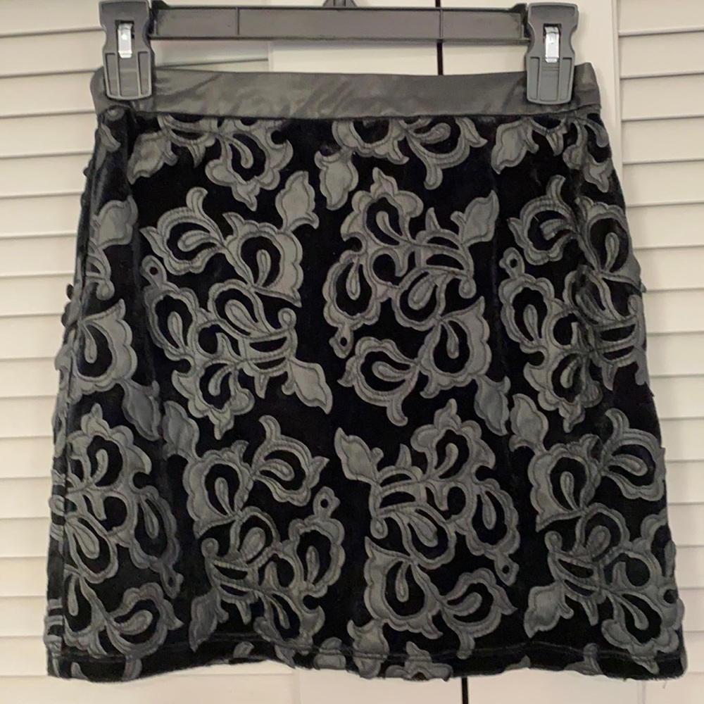 Short Black Embroidered Skirt